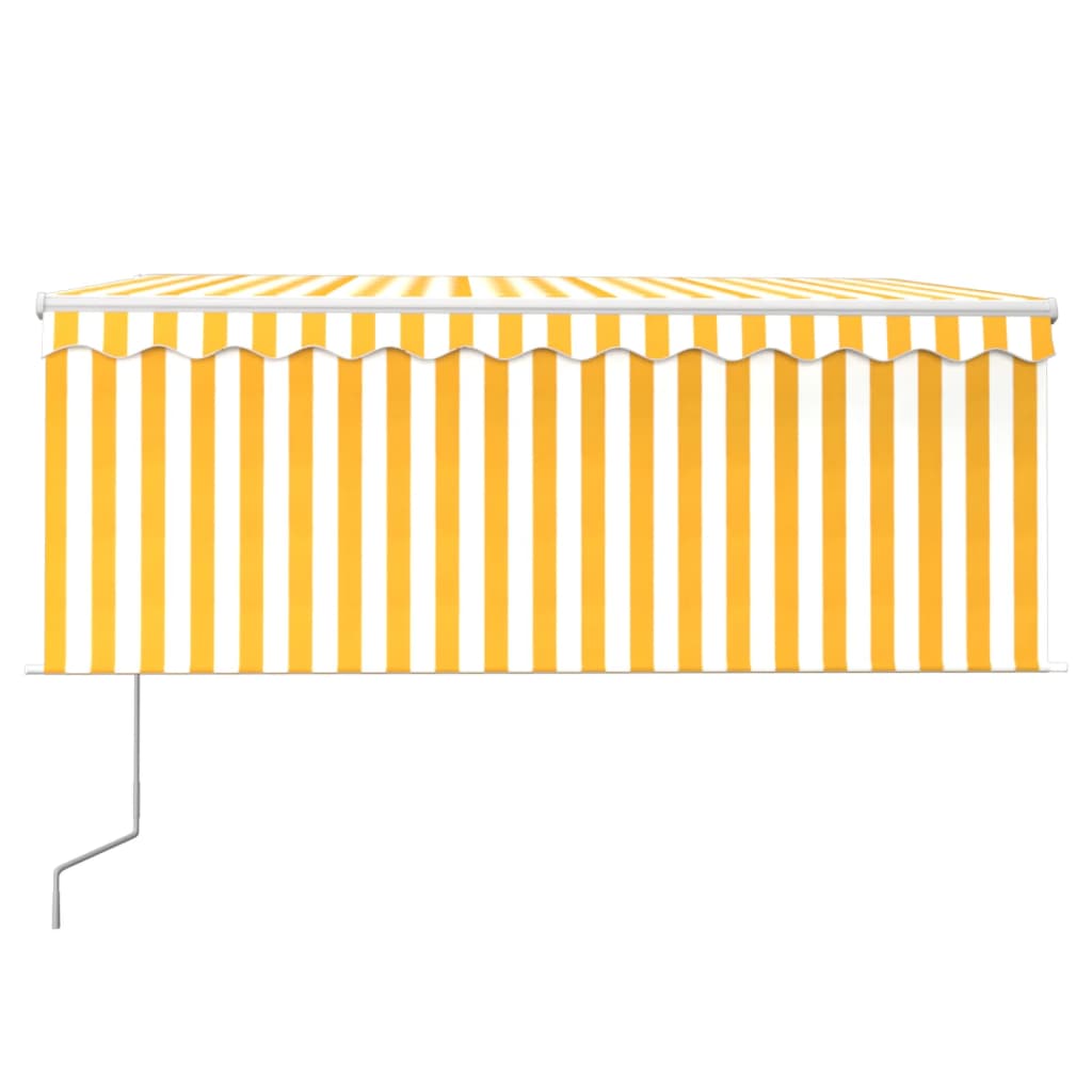 Sárga-fehér led-es, szélérzékelős napellenző redőnnyel 3,5x2,5m