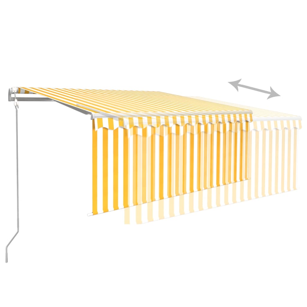 Sárga-fehér led-es, szélérzékelős napellenző redőnnyel 3,5x2,5m