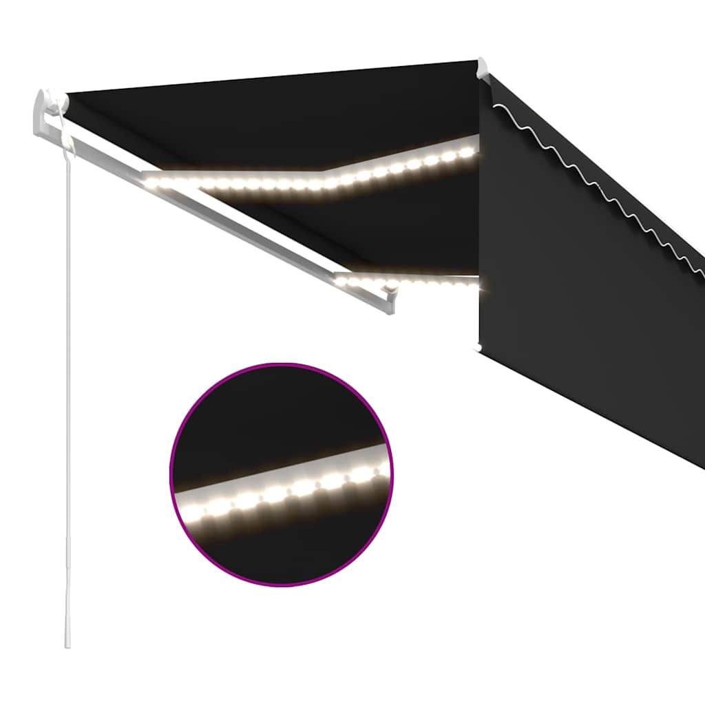 Szürke redőnyös, led-es, szélérzékelős napellenző 3,5x2,5 m