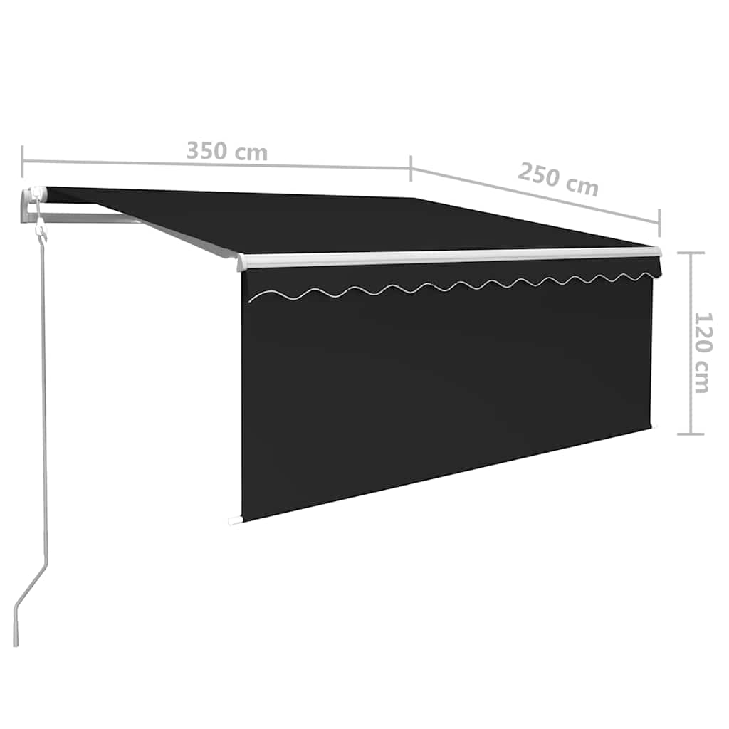 Szürke redőnyös, led-es, szélérzékelős napellenző 3,5x2,5 m