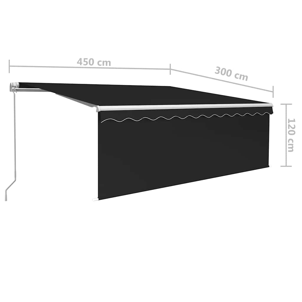 Antracitszürke kézzel kihúzható napellenző redőnnyel 4,5 x 3 m