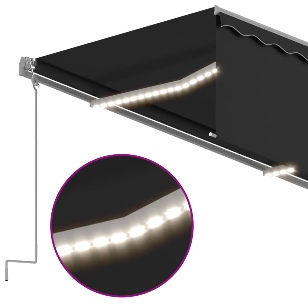Antracit redőnyös, led-es, szélérzékelős napellenző 3,5x2,5 cm
