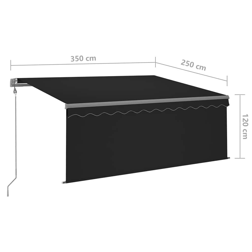 Szürke redőnyös, led-es, szélérzékelős napellenző 3,5x2,5 m