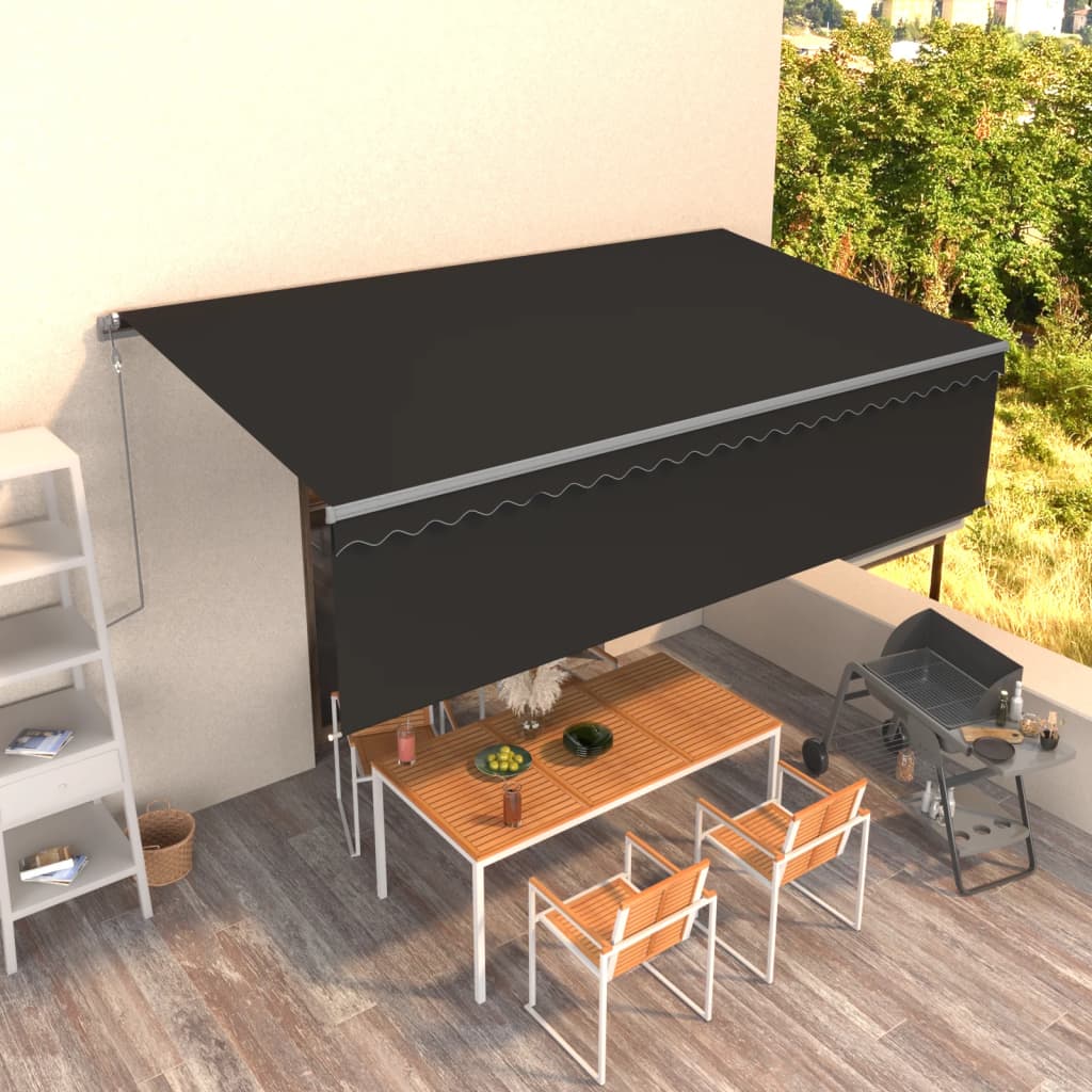 Antracitszürke automata kihúzható napellenző redőnnyel 5 x 3 m