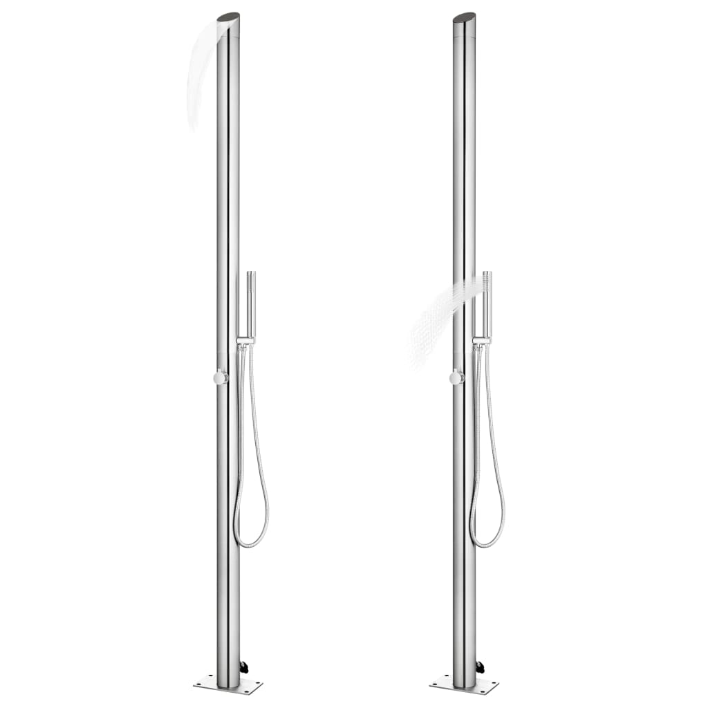 Rozsdamentes acél kerti zuhany szürke aljjal 225 cm