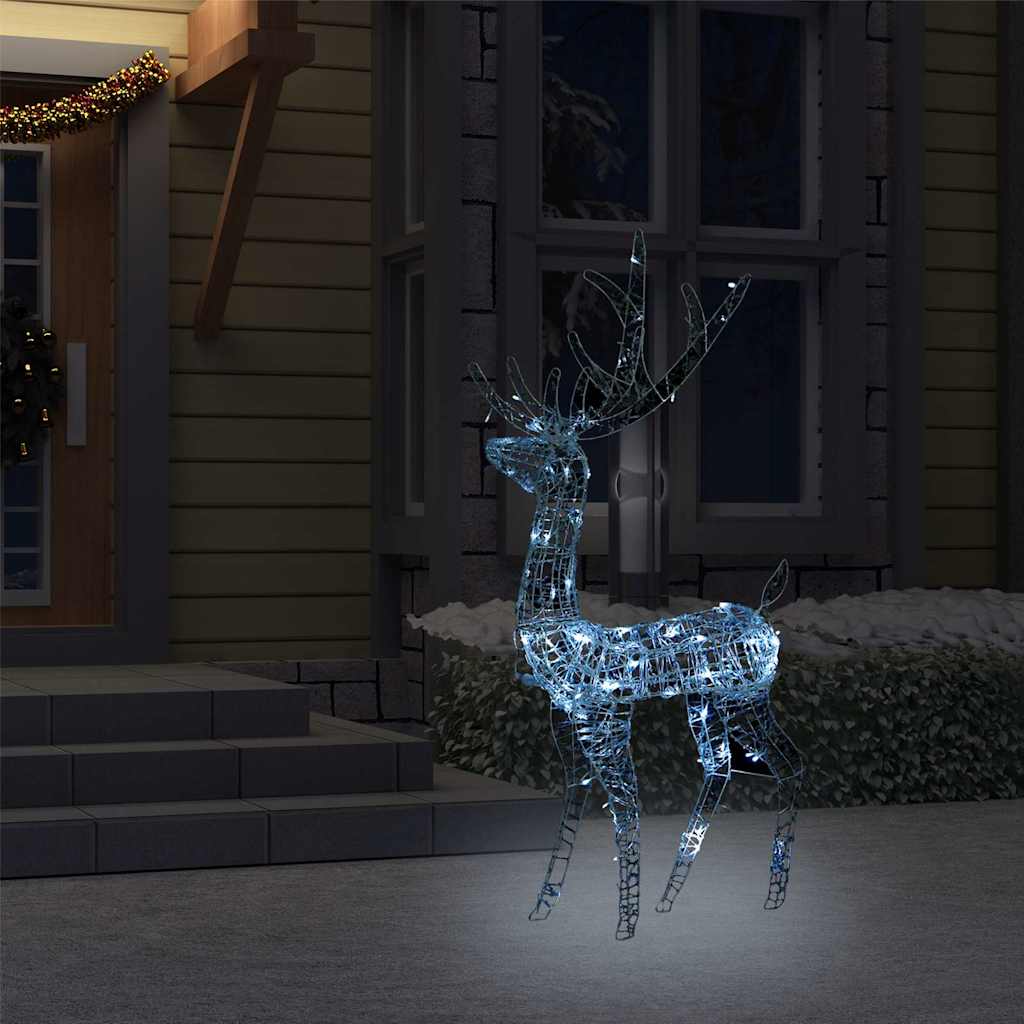 Hideg fehér rénszarvasos karácsonyi dísz 140 led-del 120 cm