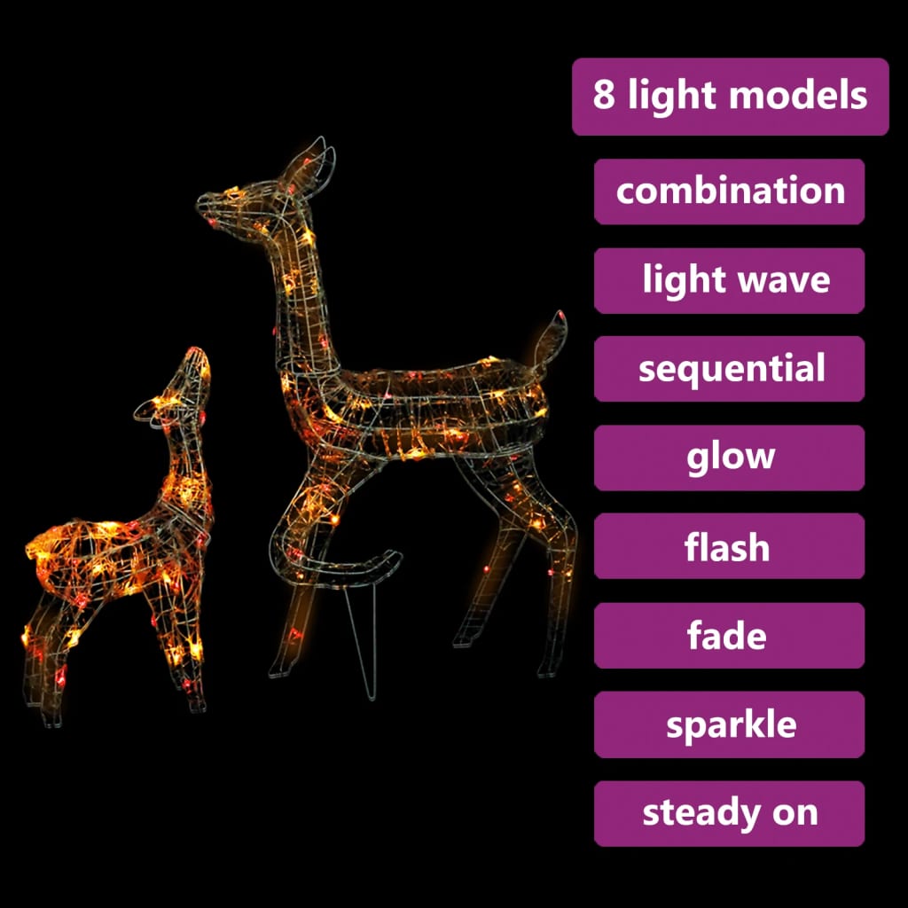 160 led-es színes akril karácsonyi rénszarvascsalád
