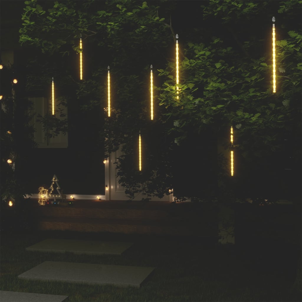 8 db 192 led-es meleg fehér bel-/kültéri meteor fényfüzér 30 cm