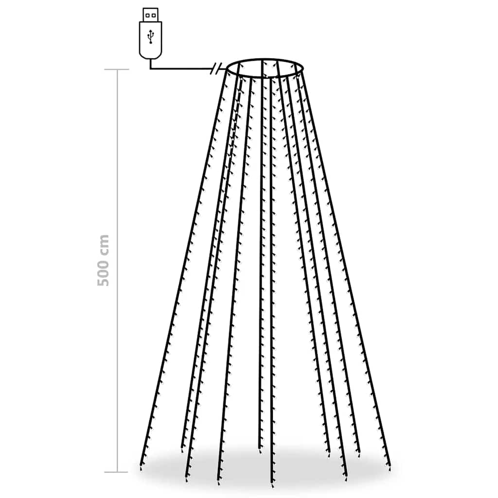 500 led-es színes bel- és kültéri fényfüzér 500 cm