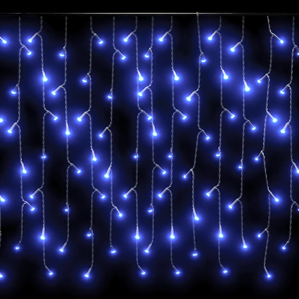 8 funkciós kék led-es jégcsapfényfüggöny 400 led-del 10 m