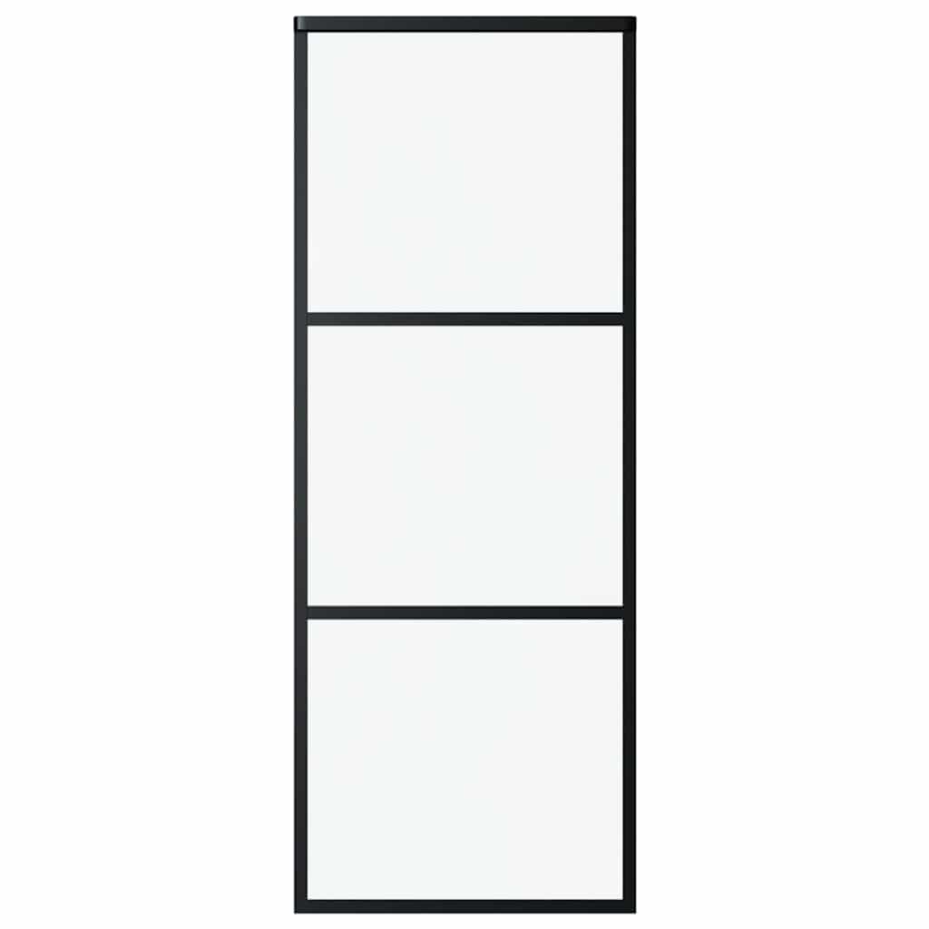 Fekete esg üveg és alumínium tolóajtó 3 paneles 76 x 205 cm