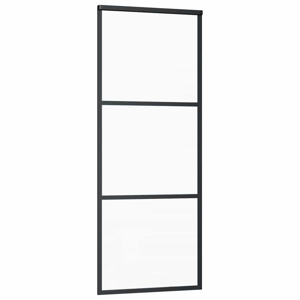 Fekete esg üveg és alumínium tolóajtó 3 paneles 76 x 205 cm