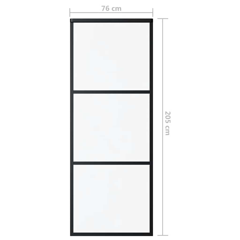 Fekete esg üveg és alumínium tolóajtó 3 paneles 76 x 205 cm