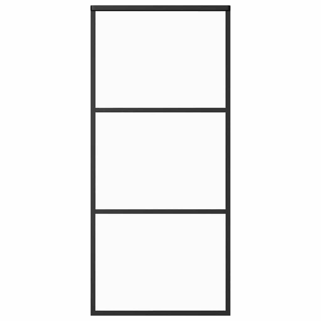 Fekete esg üveg és alumínium tolóajtó 90 x 205 cm