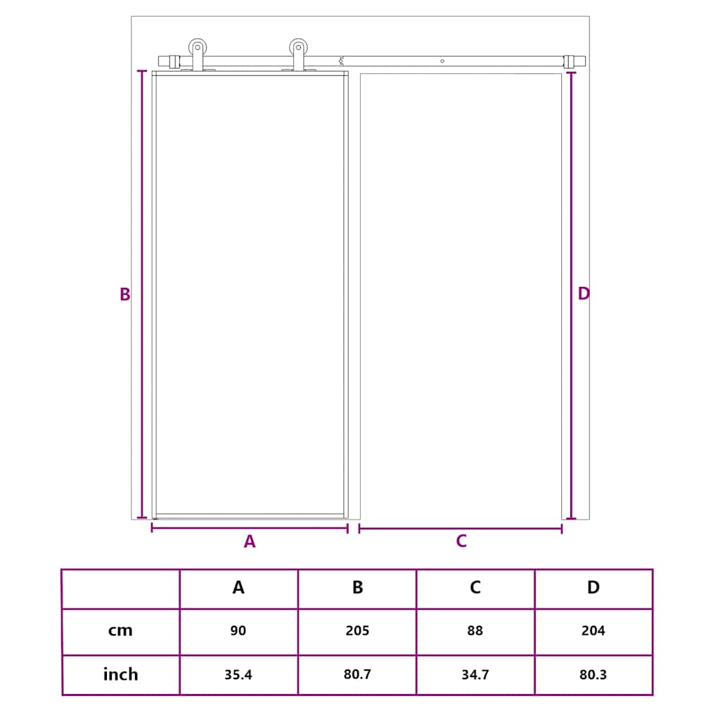 Fekete esg üveg és alumínium tolóajtó 90 x 205 cm