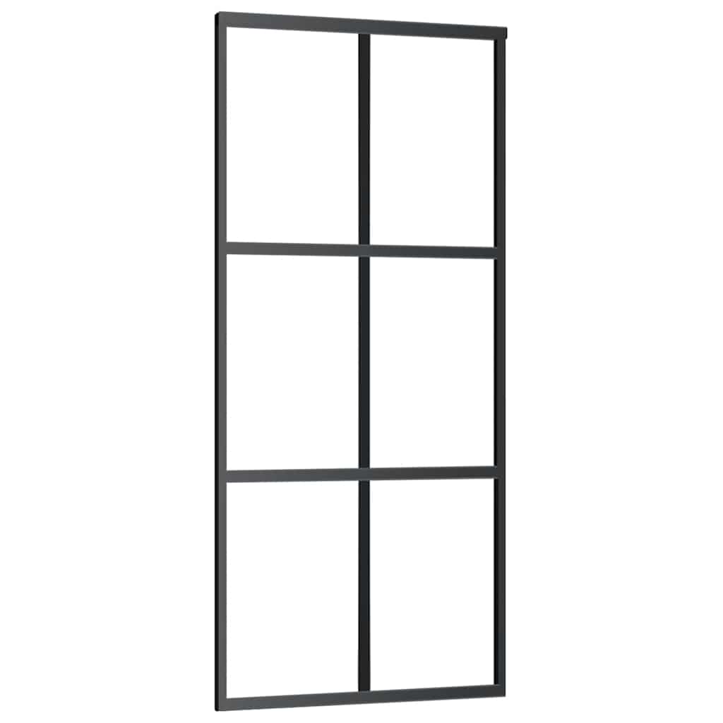 Fekete esg üveg és alumínium tolóajtó 90 x 205 cm