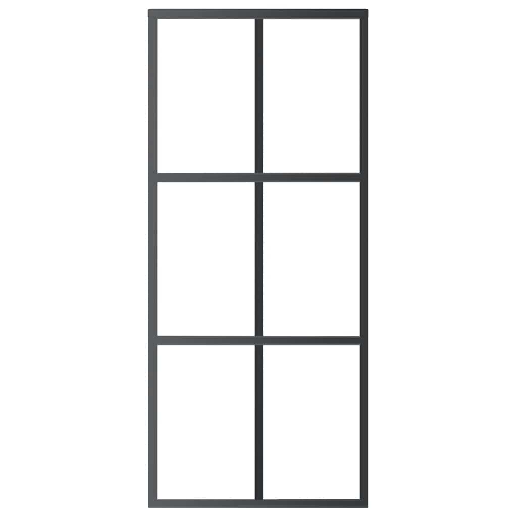 Fekete esg üveg és alumínium tolóajtó 90 x 205 cm
