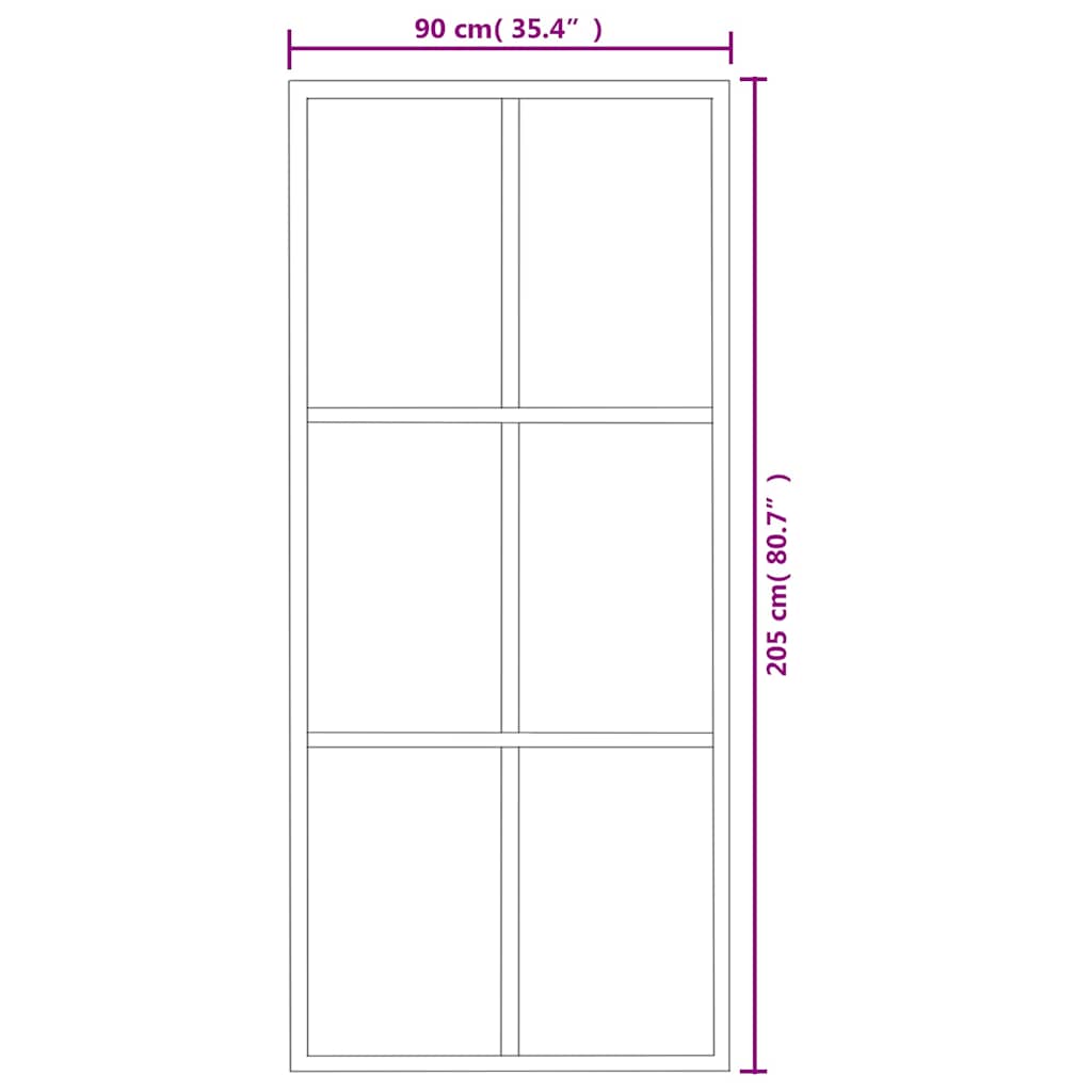 Fekete esg üveg és alumínium tolóajtó 90 x 205 cm