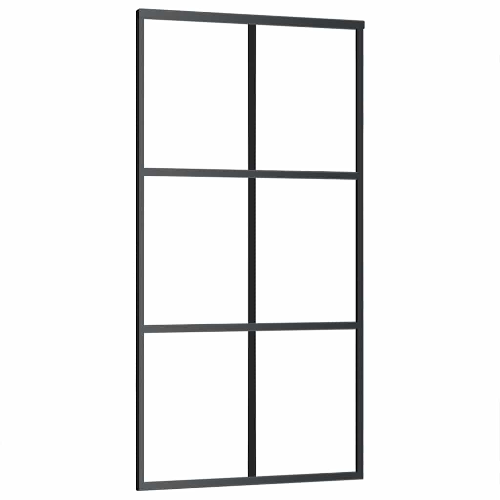 Fekete esg üveg és alumínium tolóajtó 102 x 205 cm