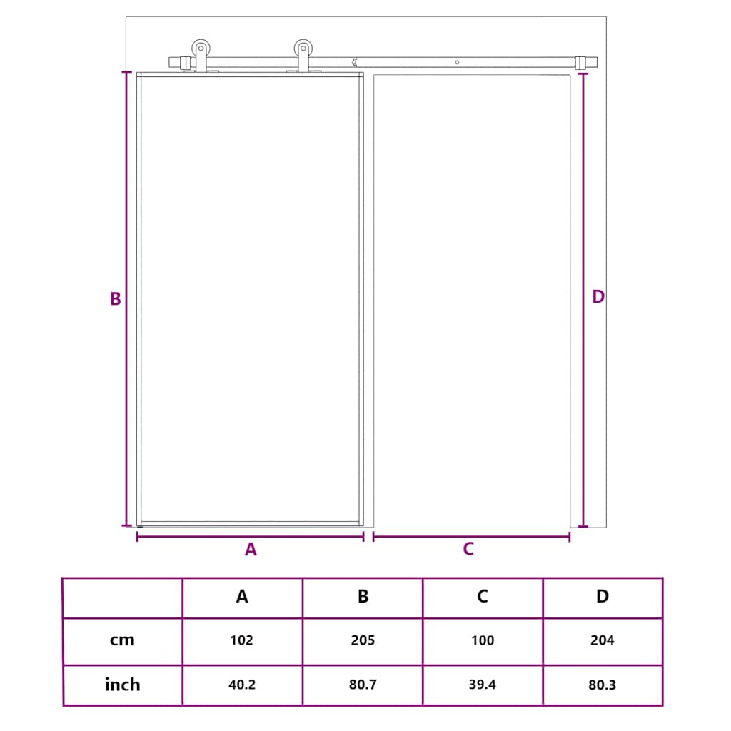 Fekete esg üveg és alumínium tolóajtó 102 x 205 cm