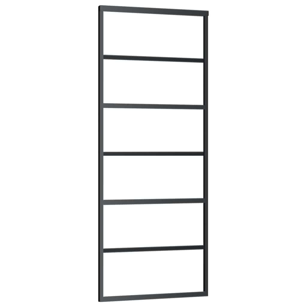 Fekete esg üveg és alumínium tolóajtó 76 x 205 cm