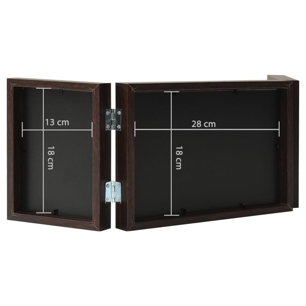 Sötétbarna háromszárnyas fényképkeret 28x18 cm + 2x(13x18 cm)