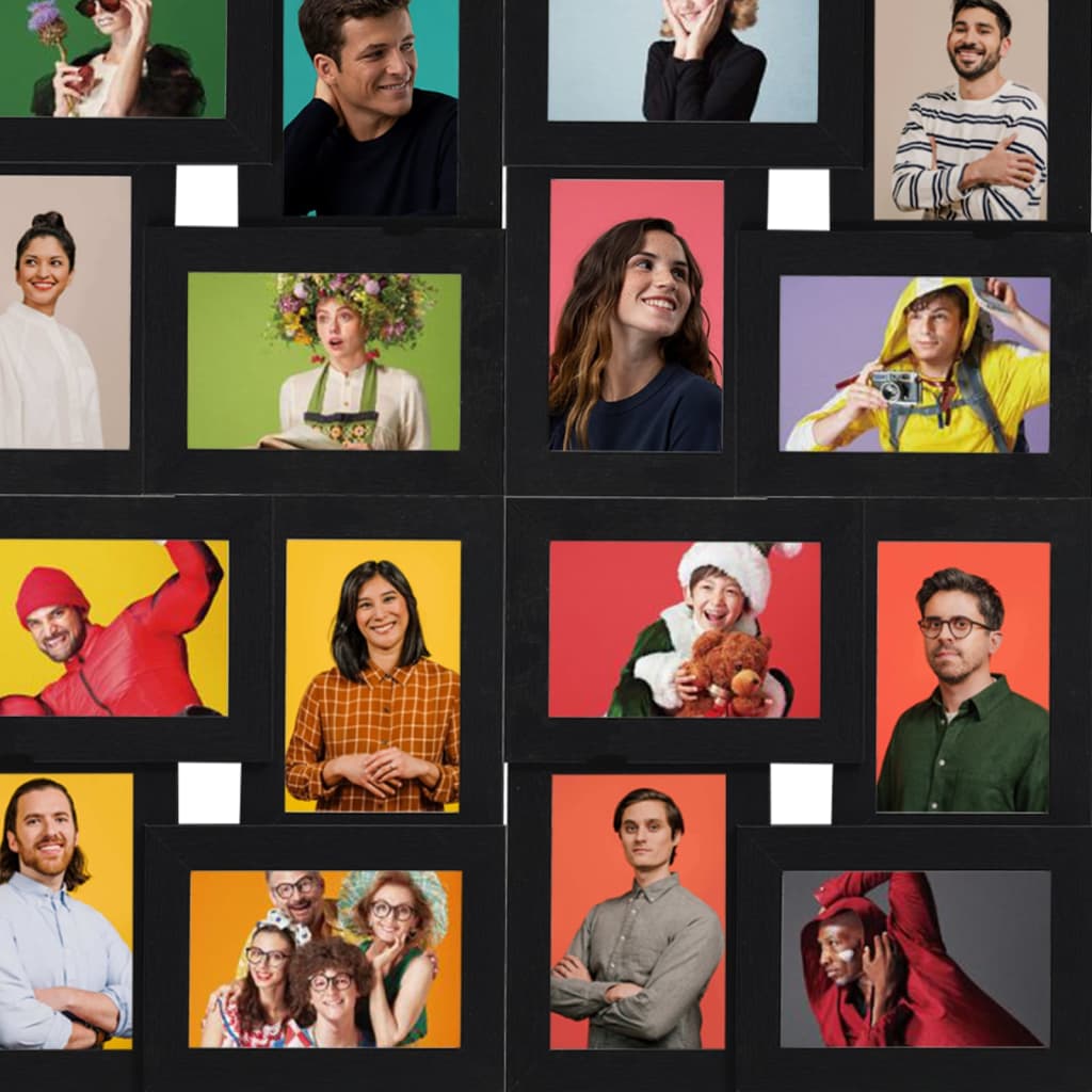 Fekete mdf fényképkeretszett 24 db 10 x 15 cm-es képhez