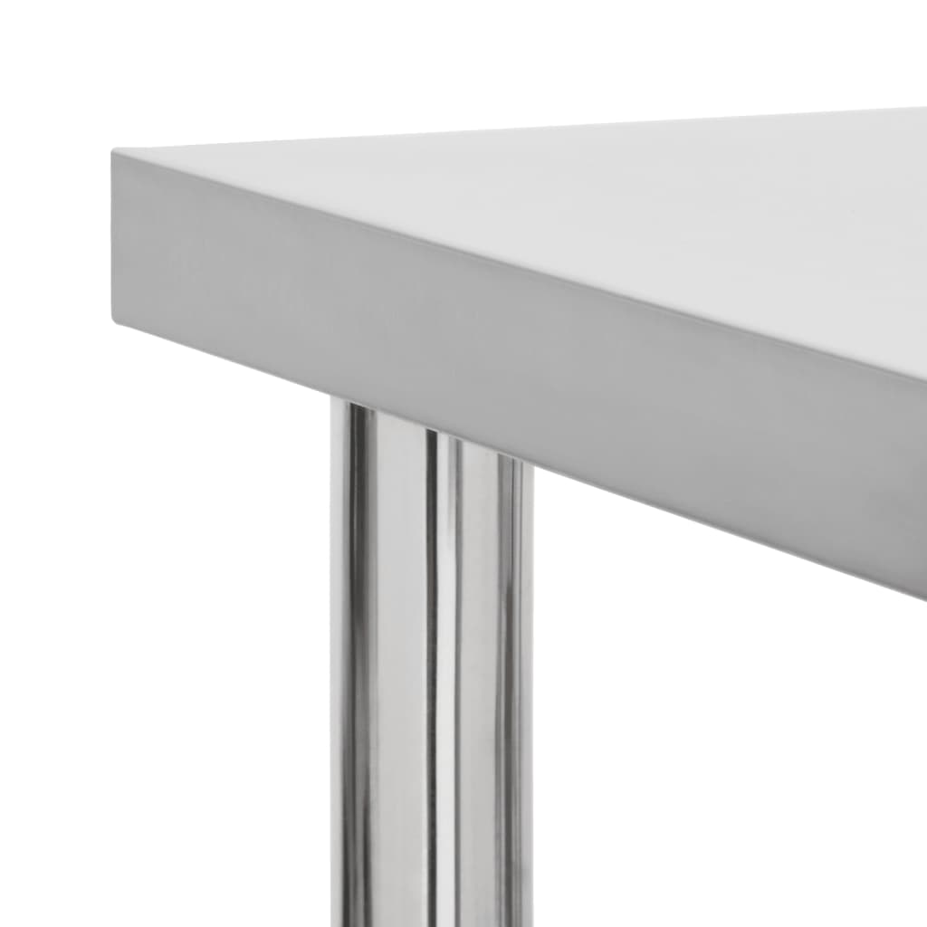 Rozsdamentes acél konyhai munkaasztal kerekekkel 80x30x85 cm