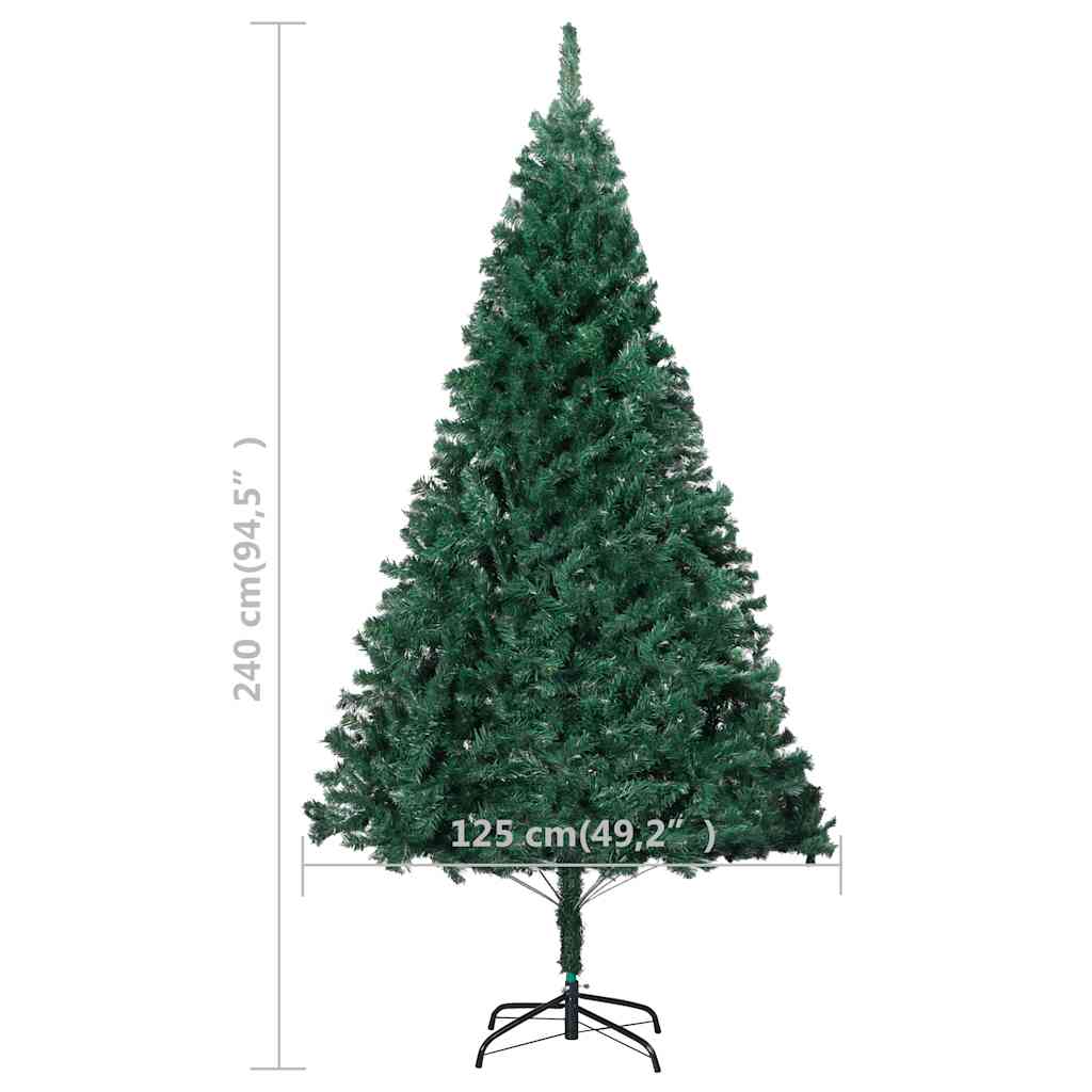 Zöld megvilágított műkarácsonyfa gömb szettel 240 cm