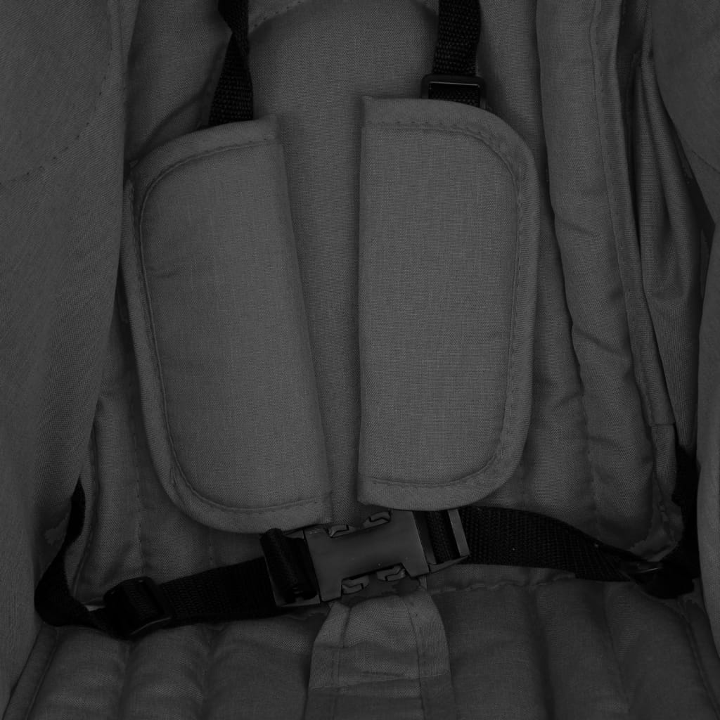 Sötétszürke acél ikerbabakocsi