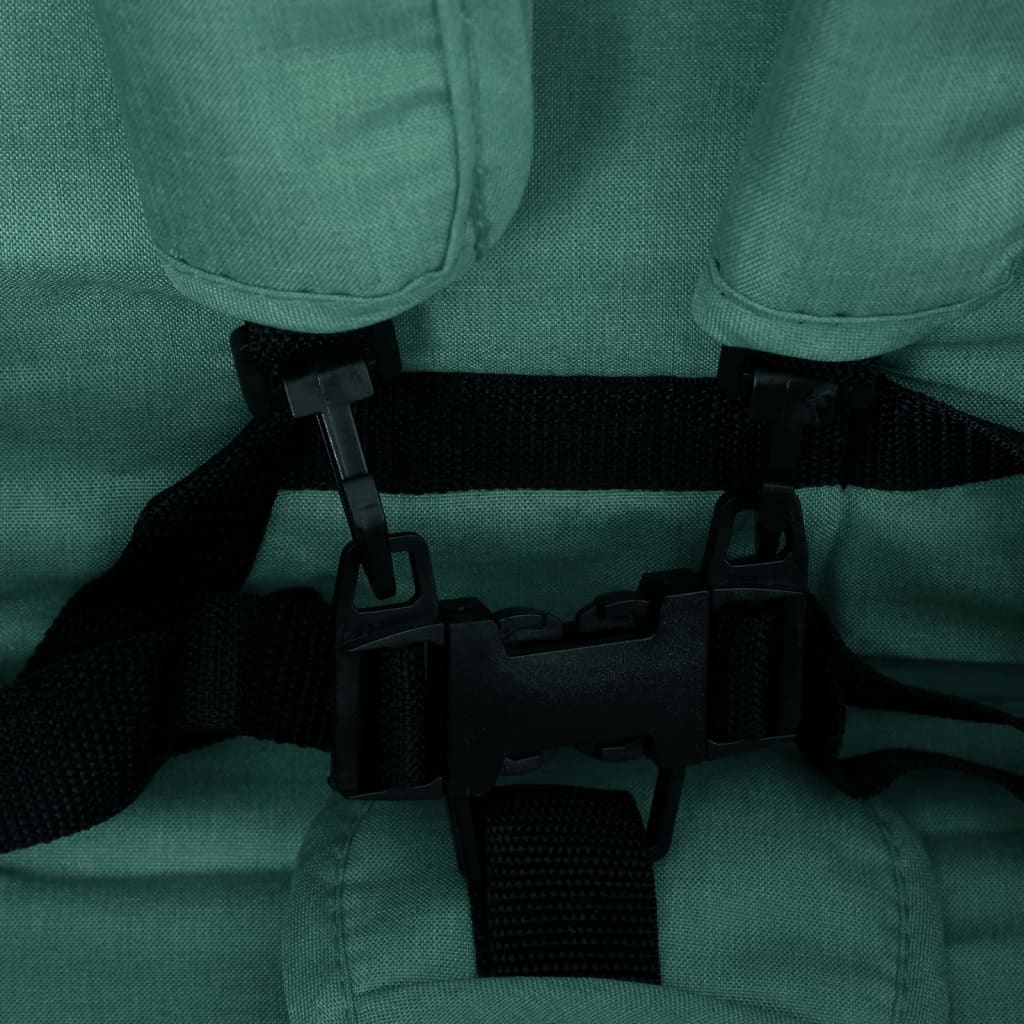 Zöld acél ikerbabakocsi tetővel