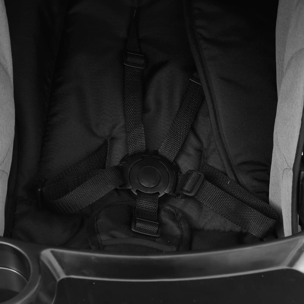 Világosszürke-fekete acél 3 az 1-ben babakocsi