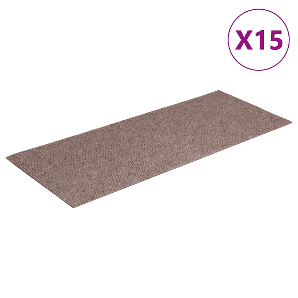 15 db öntapadós lépcsőszőnyeg 60 x 25 cm világosbarna téglalap alakú