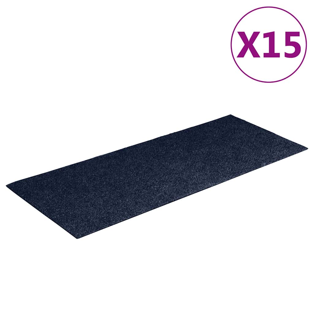 15 db öntapadós lépcsőszőnyeg, 60 x 25 cm, sötétkék, téglalap alakú
