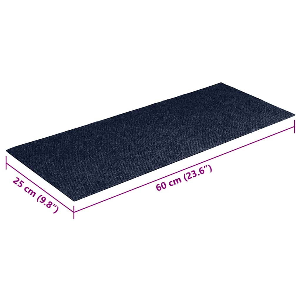 15 db öntapadós lépcsőszőnyeg, 60 x 25 cm, sötétkék, téglalap alakú