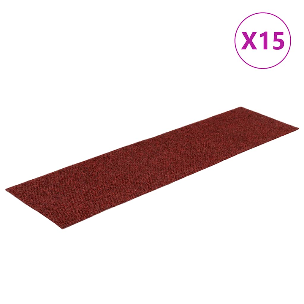 15 db öntapadós lépcsőszőnyeg 76 x 20 cm bordói téglalap alakú