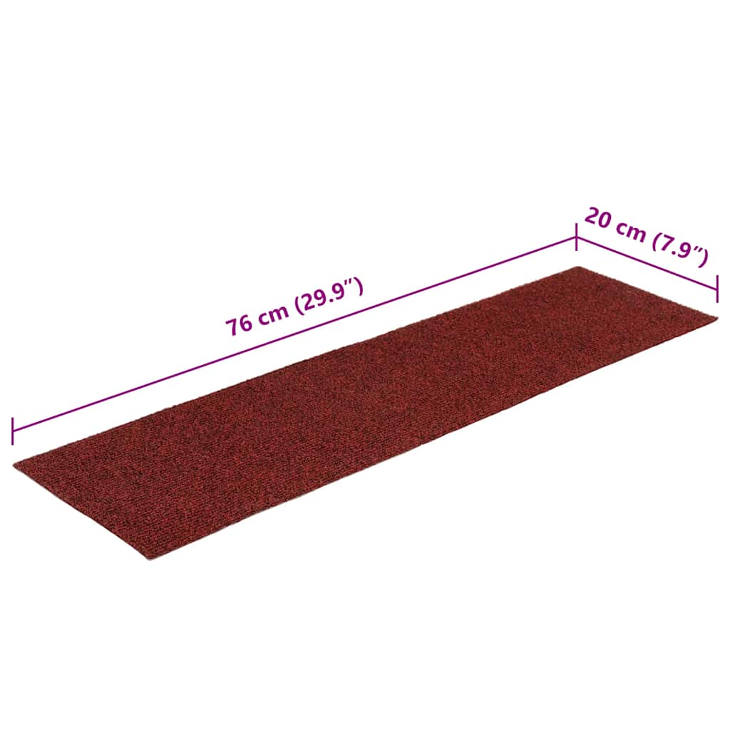 15 db öntapadós lépcsőszőnyeg 76 x 20 cm bordói téglalap alakú