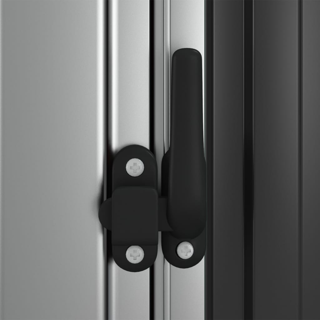 Antracitszürke horganyzott acél kerti fészer 118,5x97x209,5 cm