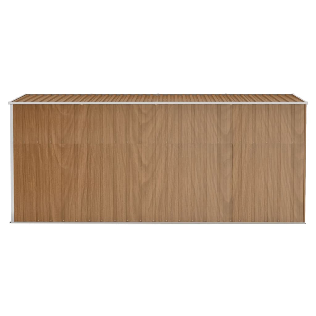 Barna acél falhoz erősíthető kerti fészer 118 x 382 x 178 cm