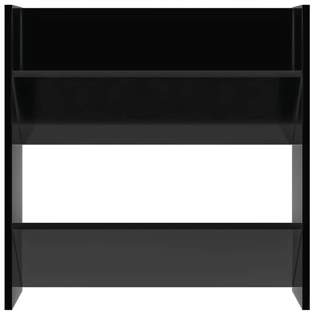 4 db magasfényű fekete szerelt fa fali cipősszekrény 60x18x60cm