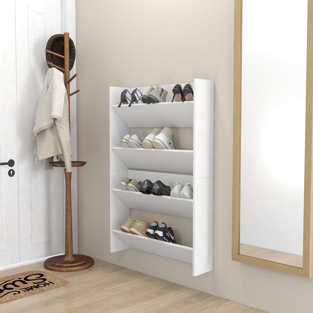 2 db fehér forgácslap fali cipősszekrény 80 x 18 x 60 cm 2 db fehér forgácslap fali cipősszekrény 80 x 18 x 60 cm