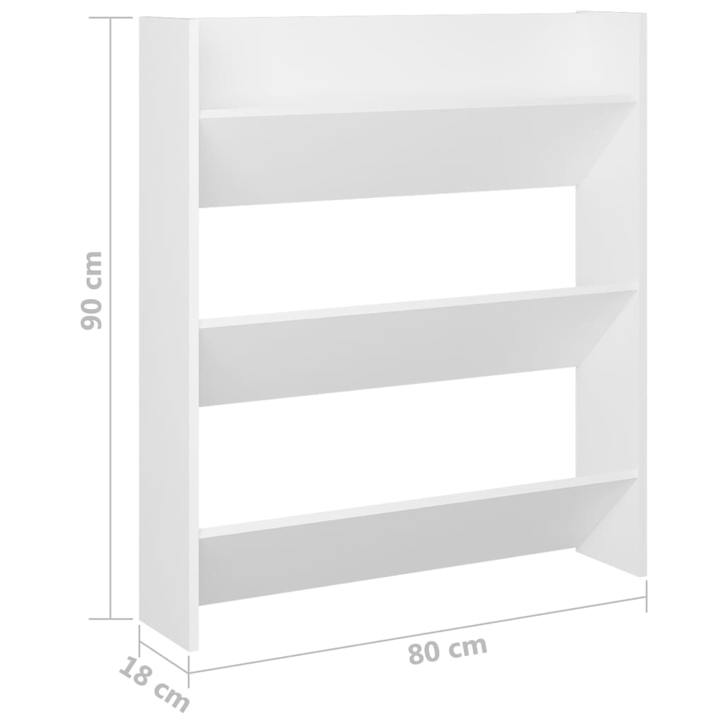 2 db fehér forgácslap fali cipősszekrény 80 x 18 x 90 cm 2 db fehér forgácslap fali cipősszekrény 80 x 18 x 90 cm