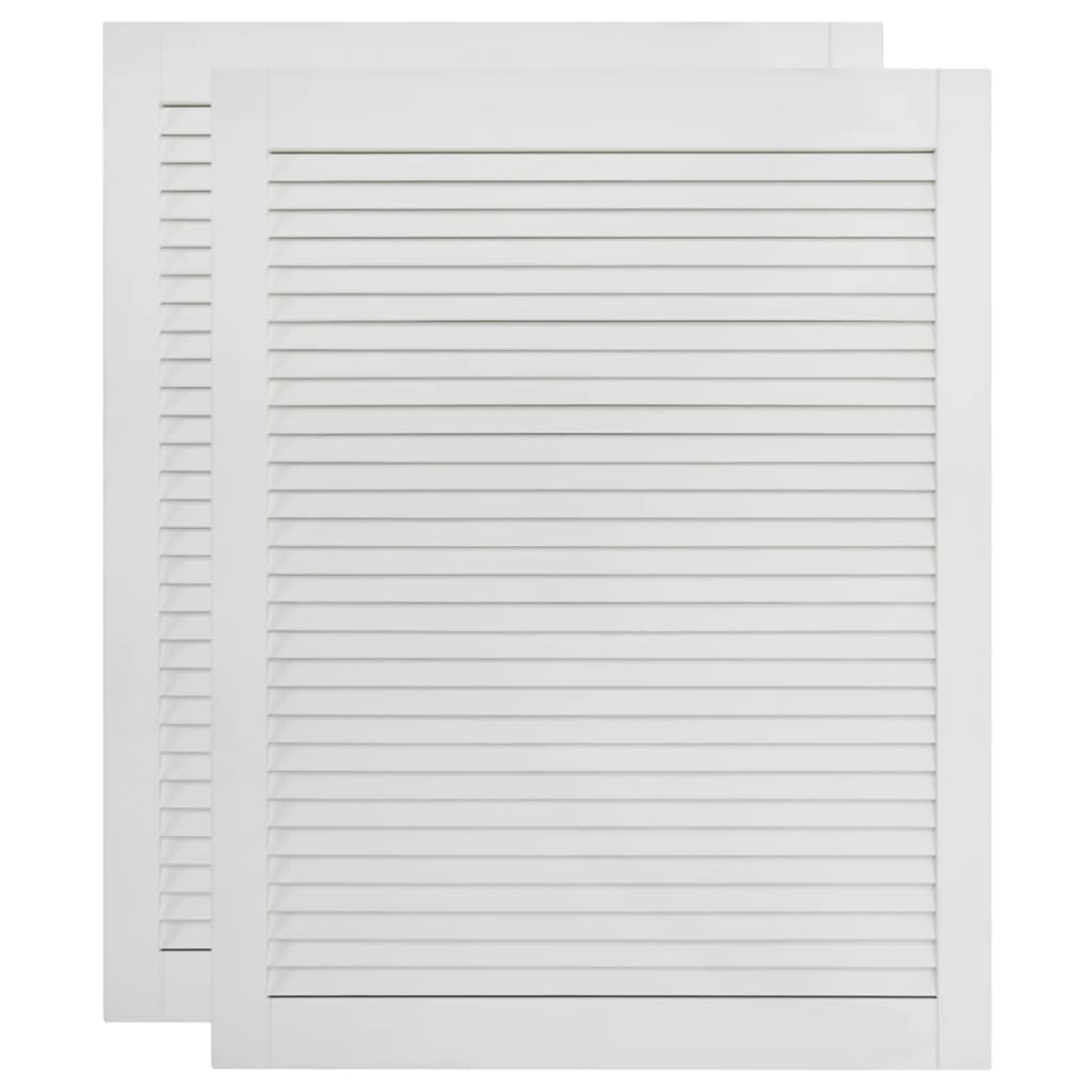 2 db fehér tömör fenyőfa zsaluzott ajtó 61,5 x 39,4 cm