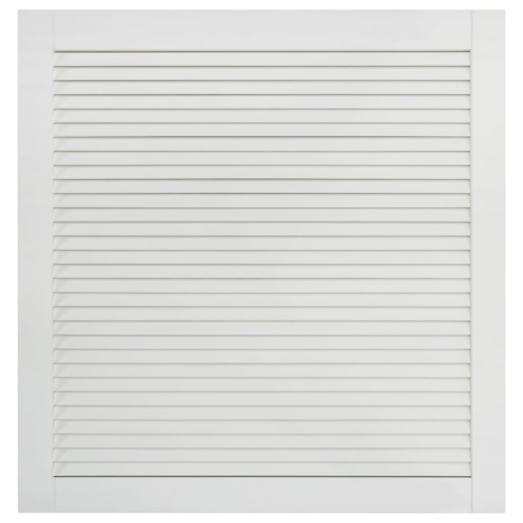 2 db fehér tömör fenyőfa zsaluzott ajtó 61,5 x 59,4 cm