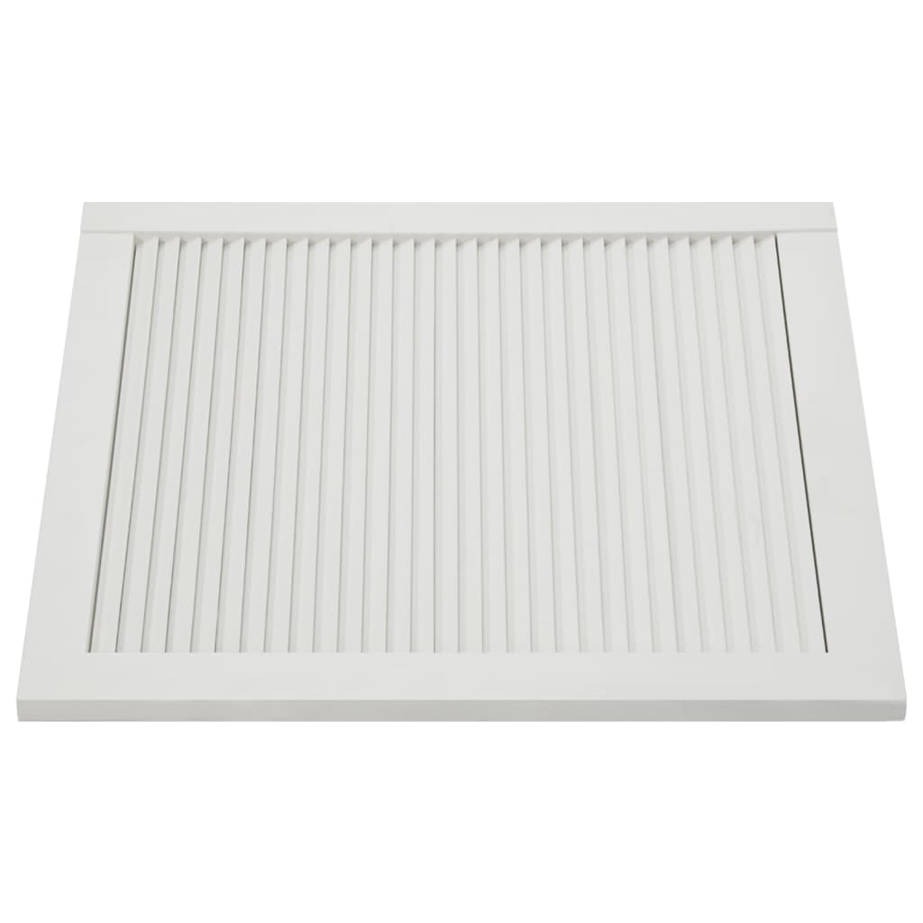 2 db fehér tömör fenyőfa zsaluzott ajtó 61,5 x 59,4 cm