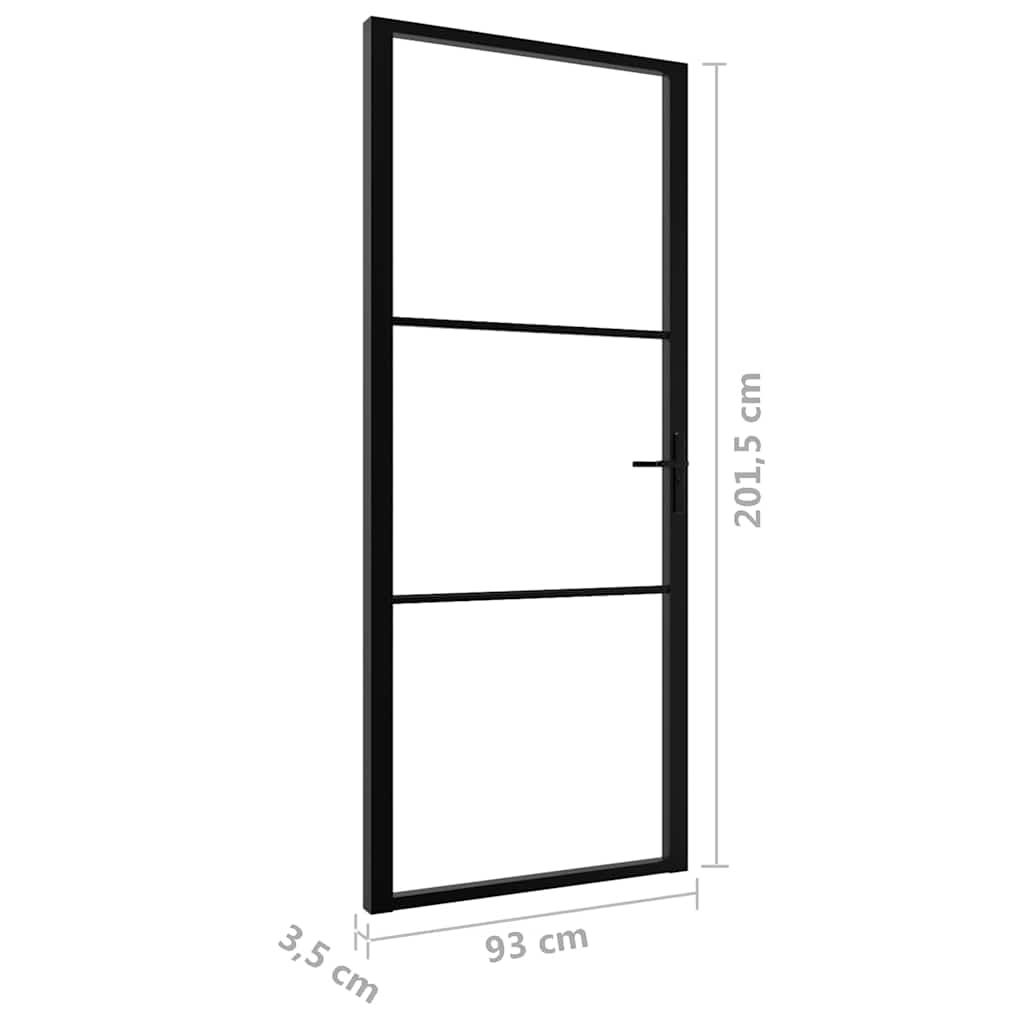 Fekete esg üveg és alumínium beltéri ajtó 93 x 201,5 cm