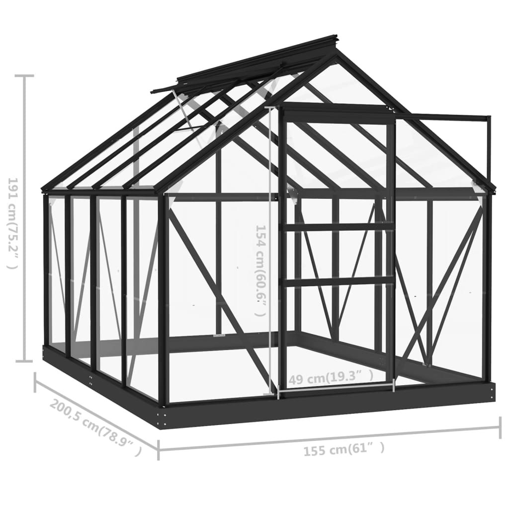 antracitszürke alumínium melegház csereváz 155 x 103 x 191 cm antracitszürke alumínium melegház csereváz 155 x 103 x 191 cm