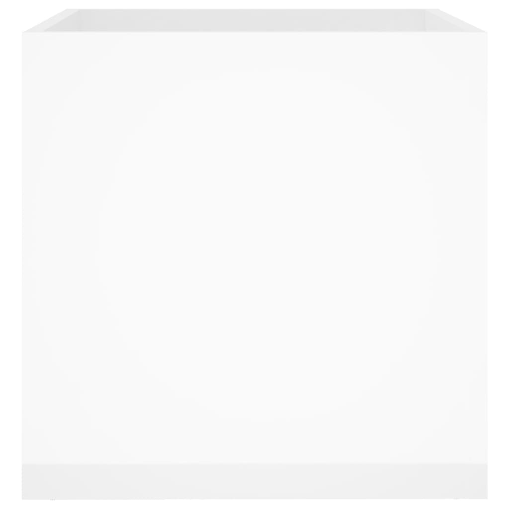 Magasfényű fehér szerelt fa virágtartó 40 x 40 x 40 cm