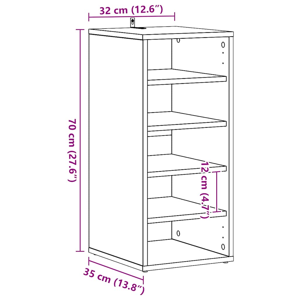 Vidax fekete forgácslap cipősszekrény 31,5 x 35 x 70 cm