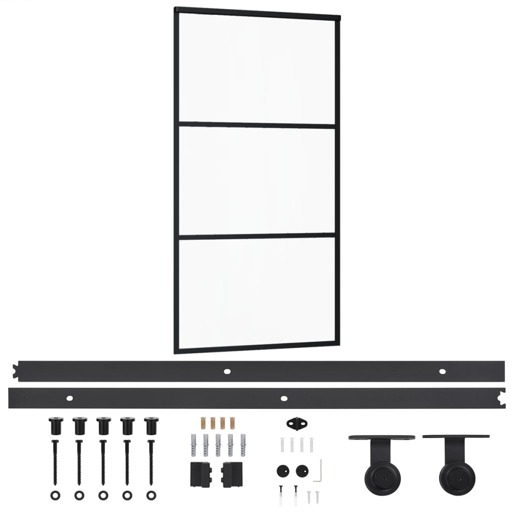 Esg üveg és alumínium tolóajtó fémszerelvény-szettel 102x205 cm